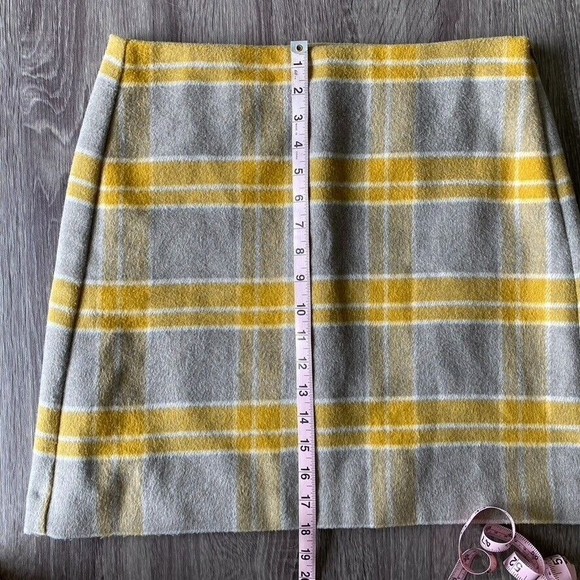 Loft Women's Yellow Gray Plaid Wool Blend Mini Fully Lined Side Zip Skirt Size 6 - Picture 10 of 11